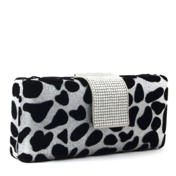 Charming Charlie Animal Print Velvet clutch with glitter Party Women Bag - Picture 1 of 17